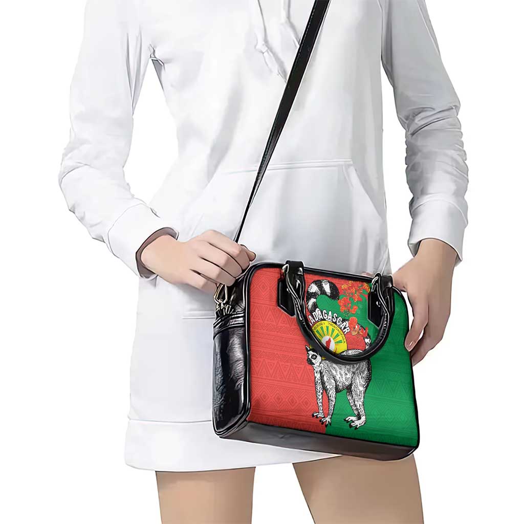 Happy Madagascar Independence Day Shoulder Handbag Ring-Tailed Lemur With Seal Of Madagasikara LT15