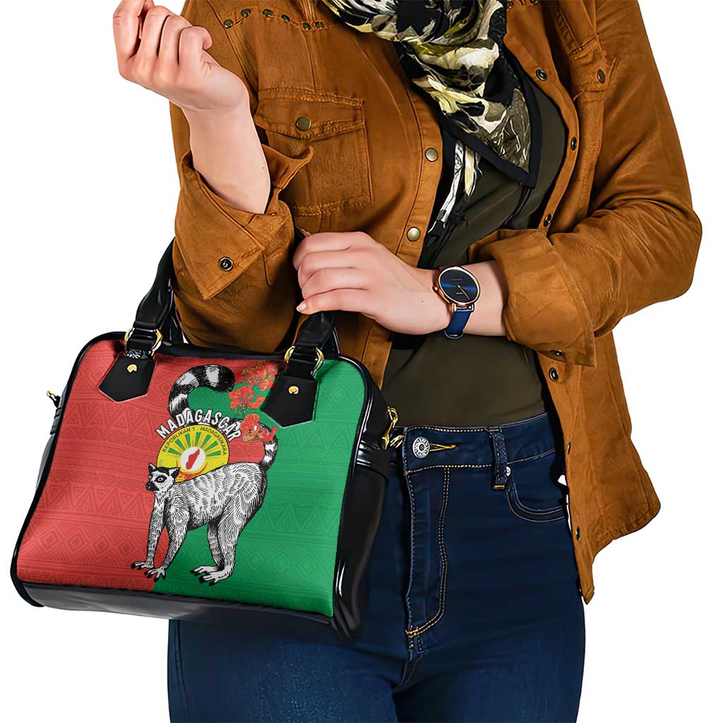 Happy Madagascar Independence Day Shoulder Handbag Ring-Tailed Lemur With Seal Of Madagasikara LT15