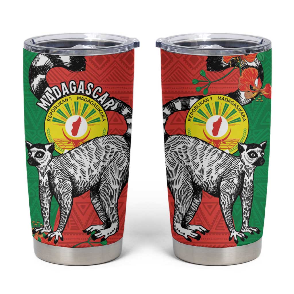 Happy Madagasikara Independence Day Tumbler Cup Ring-Tailed Lemur With Seal LT15