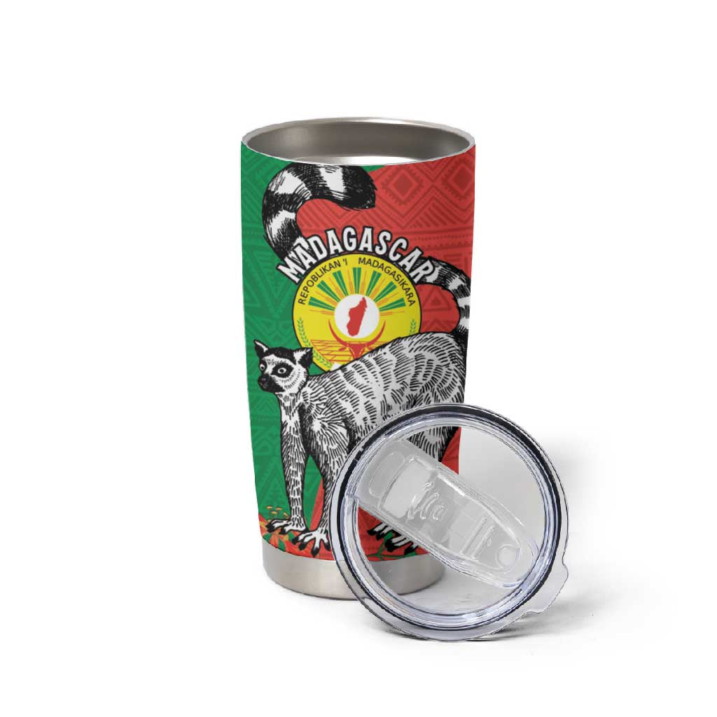 Happy Madagasikara Independence Day Tumbler Cup Ring-Tailed Lemur With Seal LT15