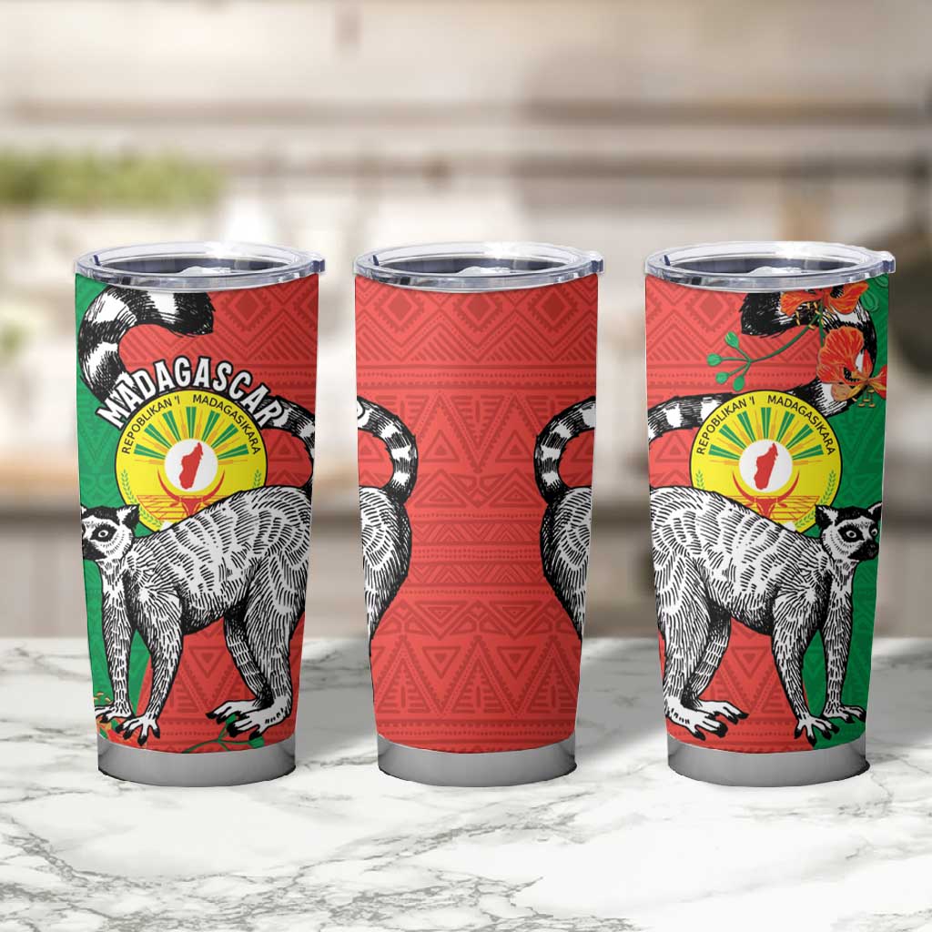 Happy Madagasikara Independence Day Tumbler Cup Ring-Tailed Lemur With Seal LT15