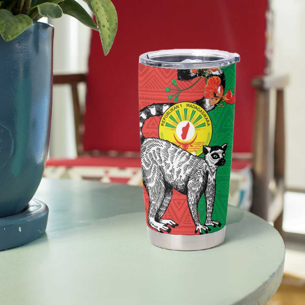 Happy Madagasikara Independence Day Tumbler Cup Ring-Tailed Lemur With Seal LT15