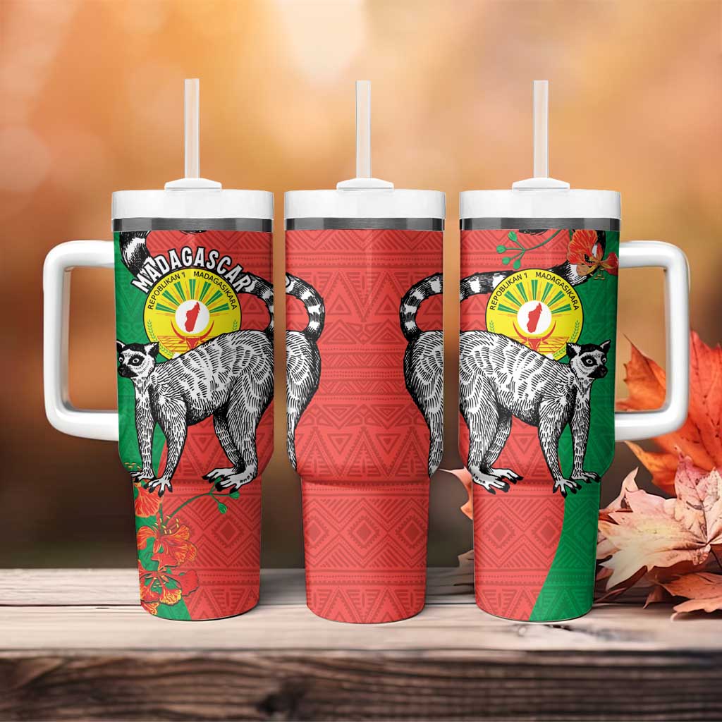 Happy Madagasikara Independence Day Tumbler With Handle Ring-Tailed Lemur With Seal LT15