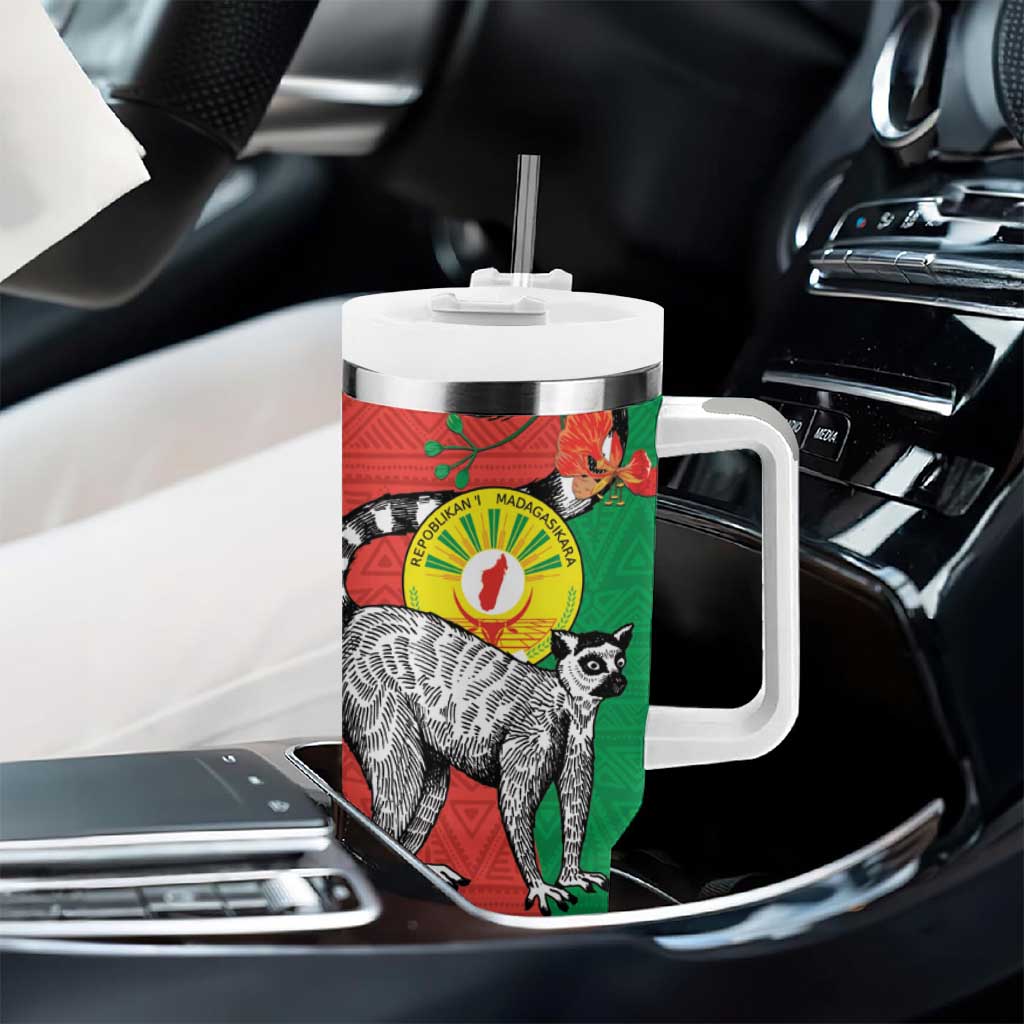 Happy Madagasikara Independence Day Tumbler With Handle Ring-Tailed Lemur With Seal LT15