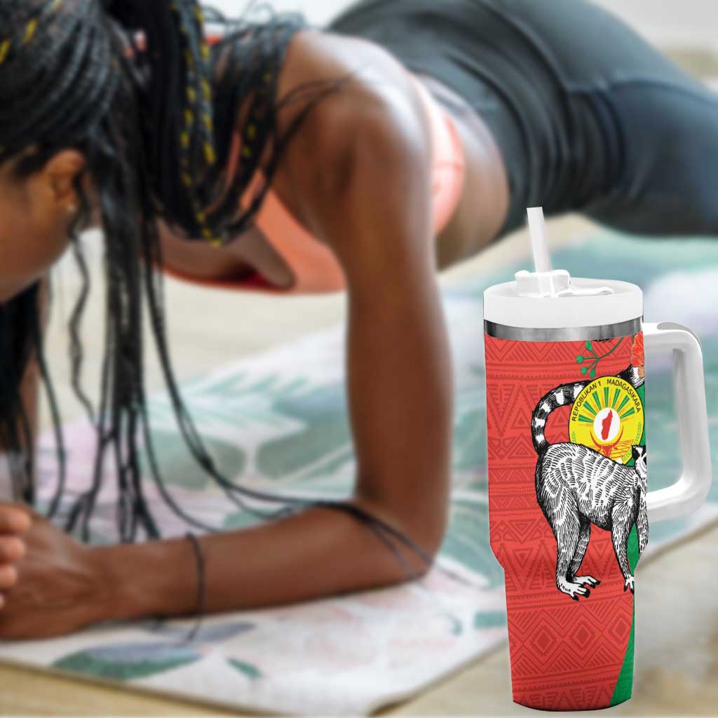 Happy Madagasikara Independence Day Tumbler With Handle Ring-Tailed Lemur With Seal LT15