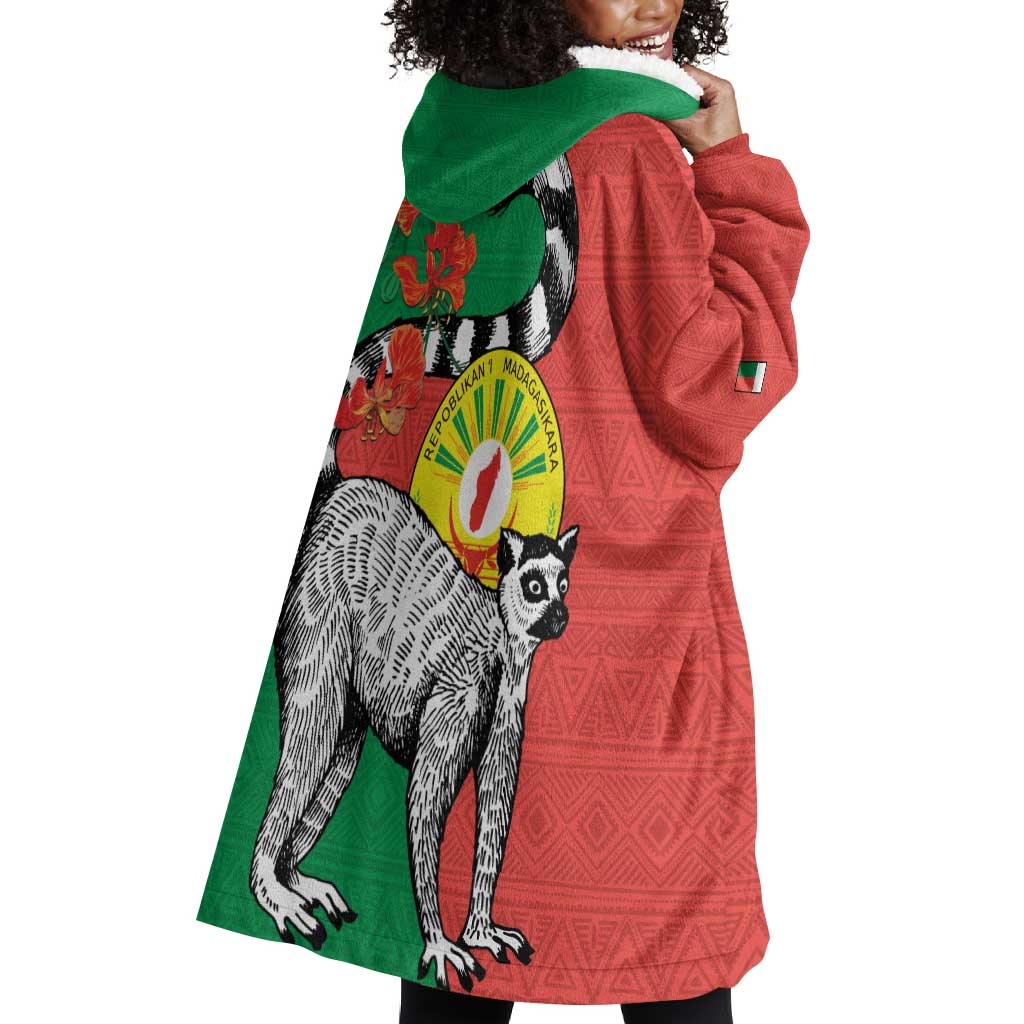 Happy Madagasikara Independence Day Wearable Blanket Hoodie Ring-Tailed Lemur With Seal LT15