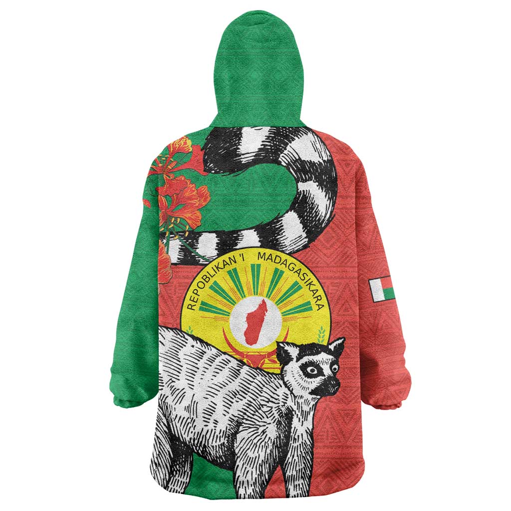 Happy Madagasikara Independence Day Wearable Blanket Hoodie Ring-Tailed Lemur With Seal LT15