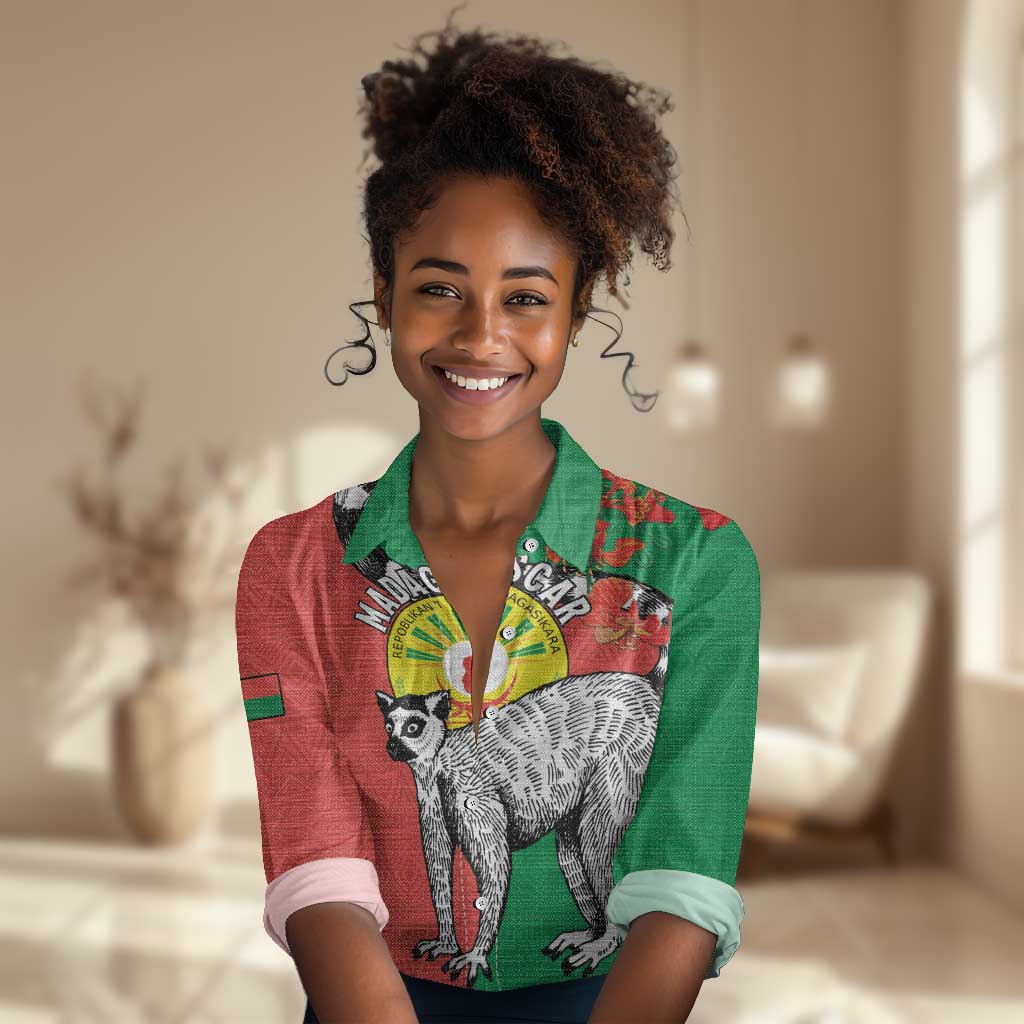 Happy Madagasikara Independence Day Women Casual Shirt Ring-Tailed Lemur With Seal LT15