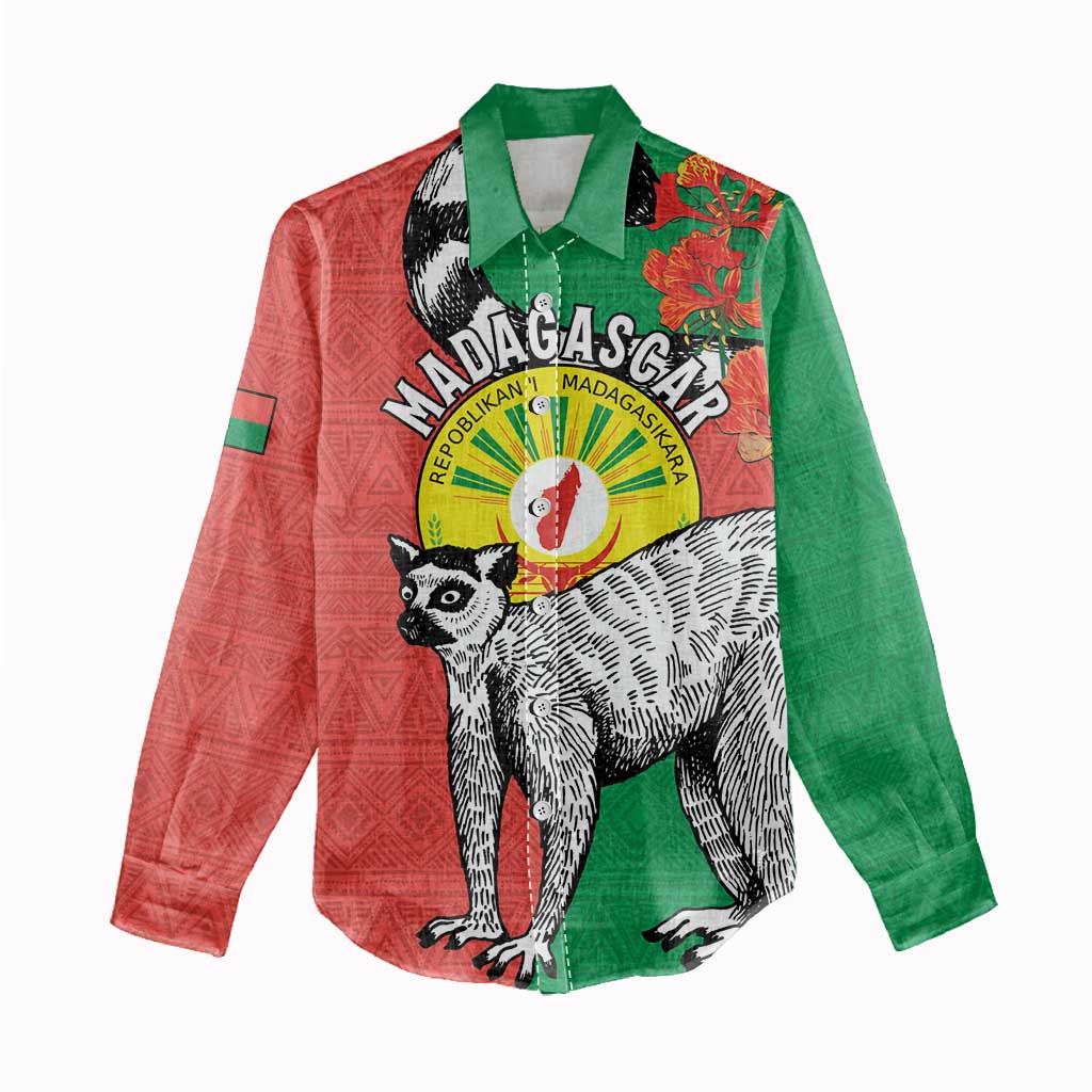 Happy Madagasikara Independence Day Women Casual Shirt Ring-Tailed Lemur With Seal LT15