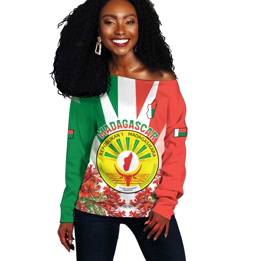 Personalized Madagasikara Off Shoulder Sweater Seal With Poinciana LT15