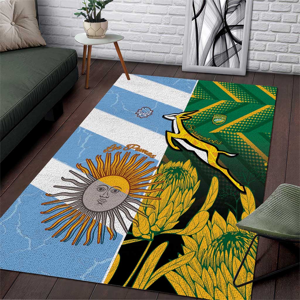 South Africa and Argentina Rugby Area Rug Sporty Style LT15