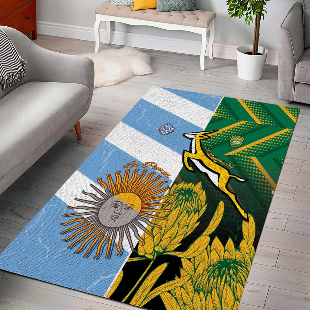 South Africa and Argentina Rugby Area Rug Sporty Style LT15