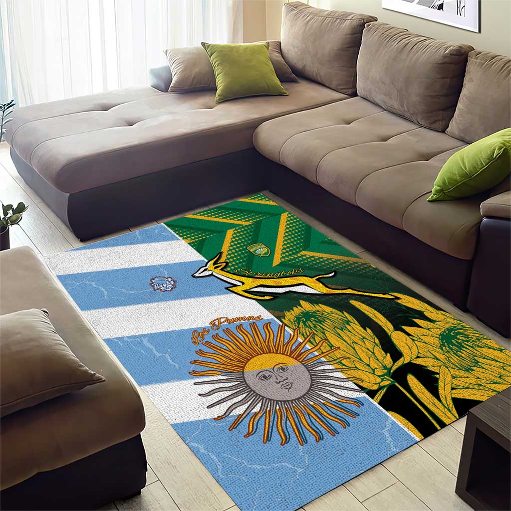 South Africa and Argentina Rugby Area Rug Sporty Style LT15