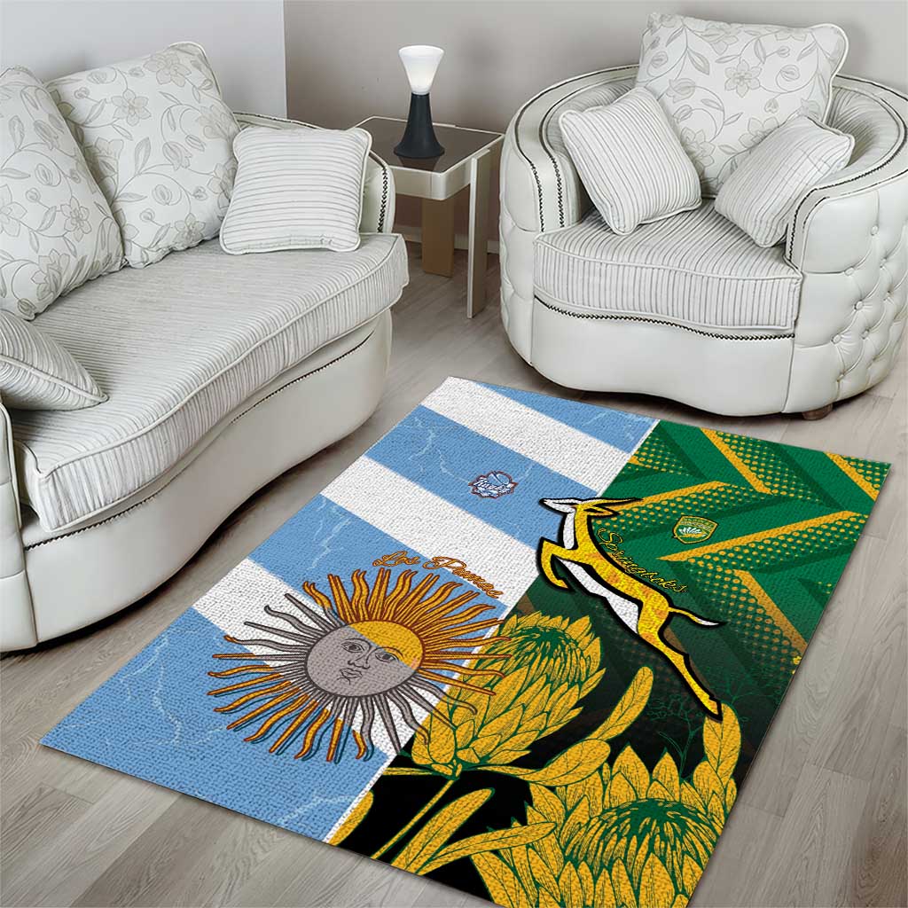 South Africa and Argentina Rugby Area Rug Sporty Style LT15