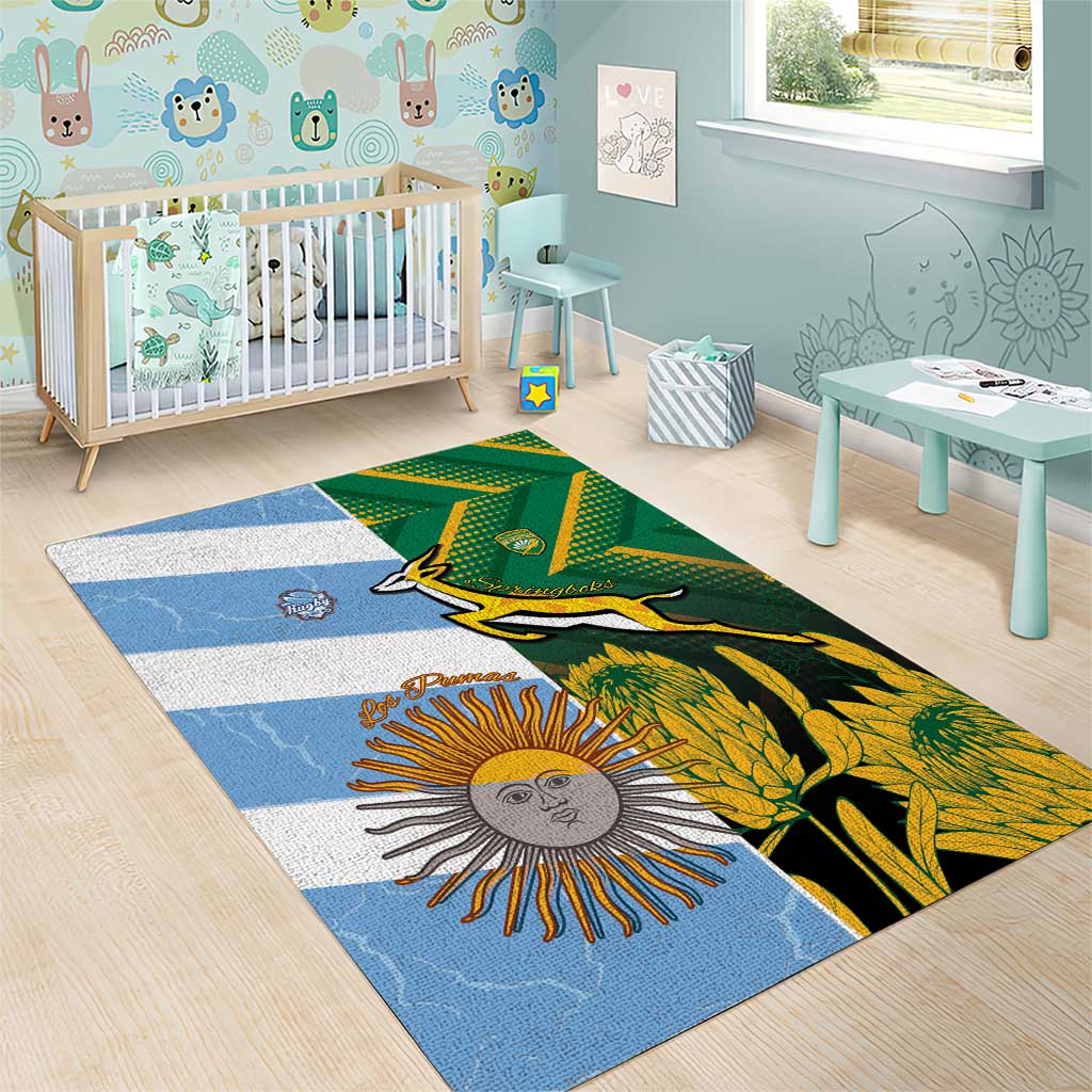 South Africa and Argentina Rugby Area Rug Sporty Style LT15