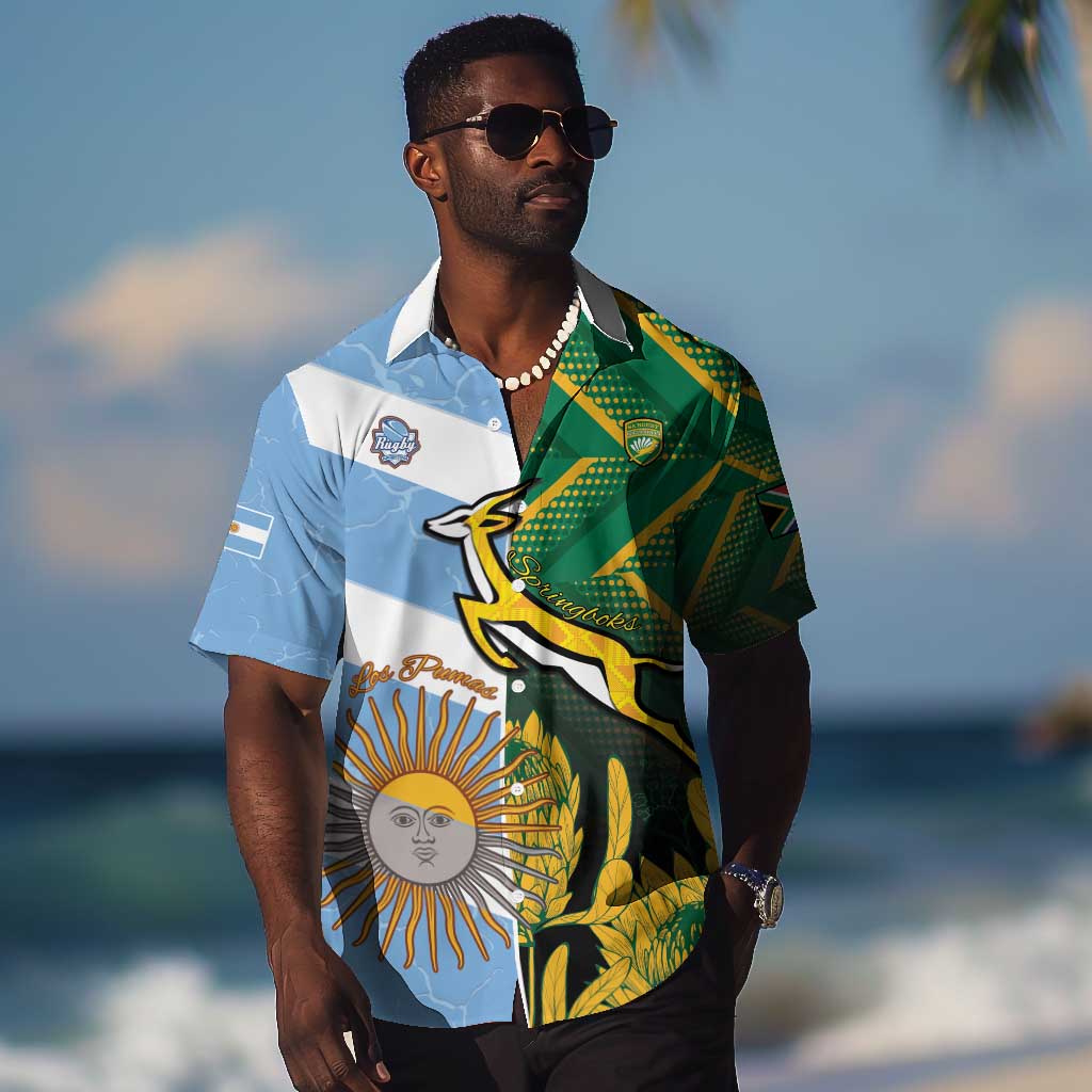 South Africa and Argentina Rugby Personalised Hawaiian Shirt Sporty Style LT15