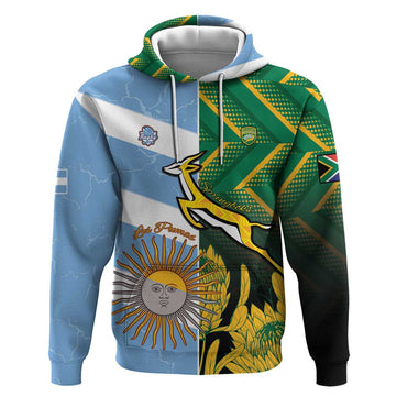 South Africa and Argentina Rugby Personalized Hoodie Springboks With Los Pumas LT15