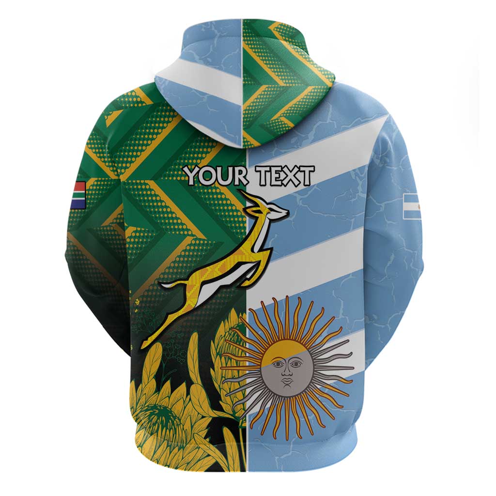 South Africa and Argentina Rugby Personalized Hoodie Springboks With Los Pumas LT15
