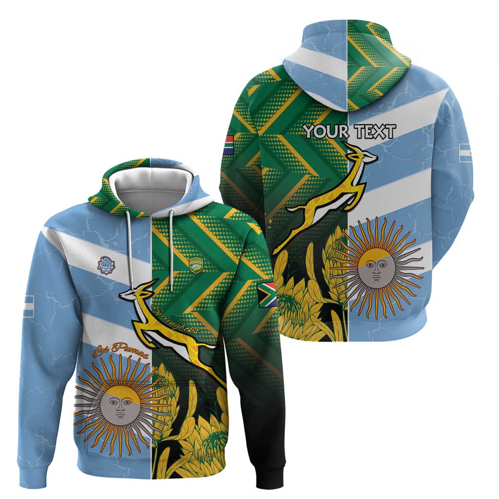 South Africa and Argentina Rugby Personalized Hoodie Springboks With Los Pumas LT15