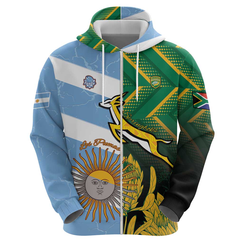 South Africa and Argentina Rugby Personalized Hoodie Springboks With Los Pumas LT15