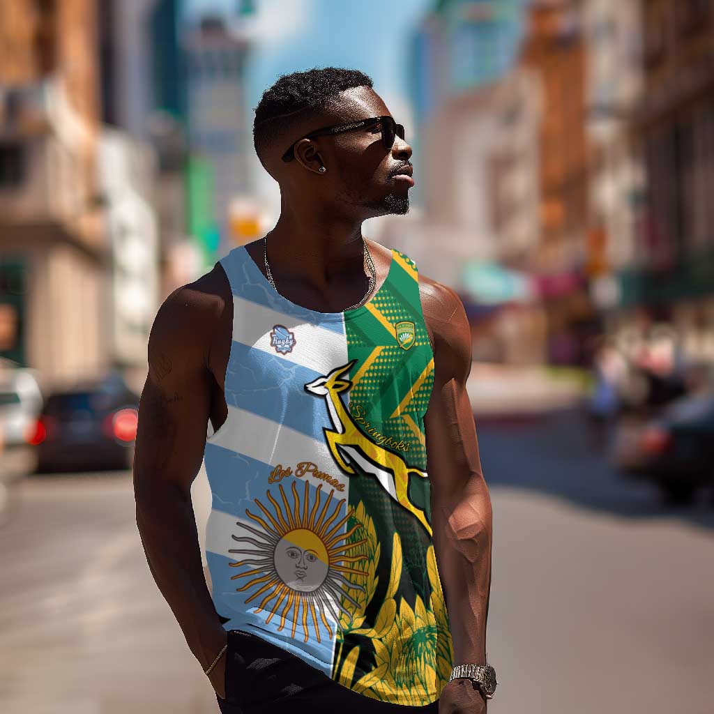 South Africa and Argentina Rugby Personalised Men Tank Top Sporty Style LT15
