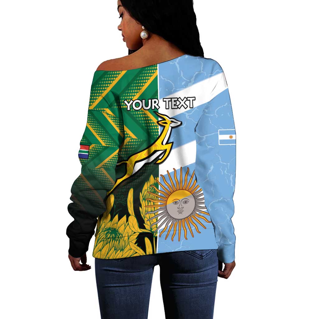 South Africa and Argentina Rugby Personalised Off Shoulder Sweater Sporty Style LT15
