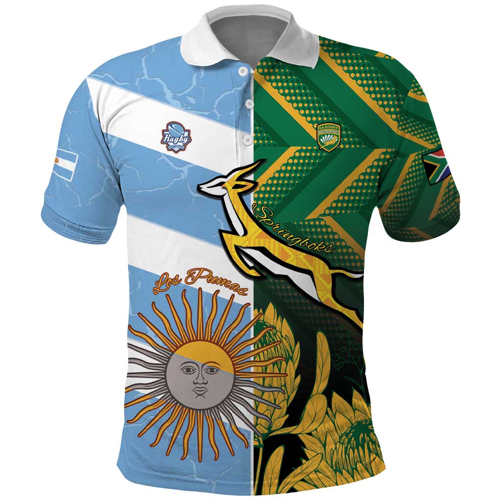 South Africa and Argentina Rugby Personalized Polo Shirt Springboks With Los Pumas LT15