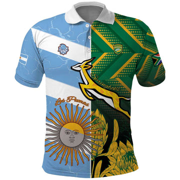 South Africa and Argentina Rugby Personalized Polo Shirt Springboks With Los Pumas LT15