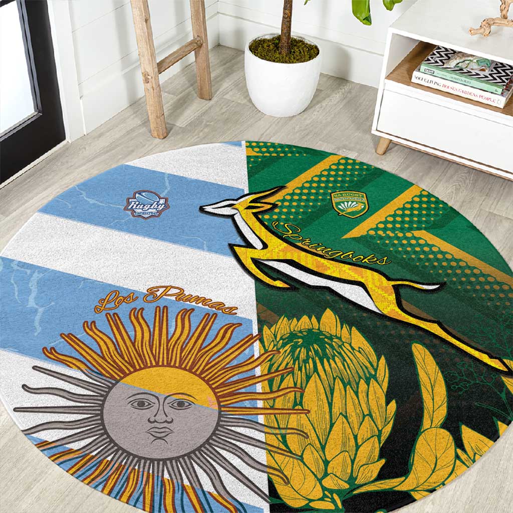 South Africa and Argentina Rugby Round Carpet Sporty Style LT15