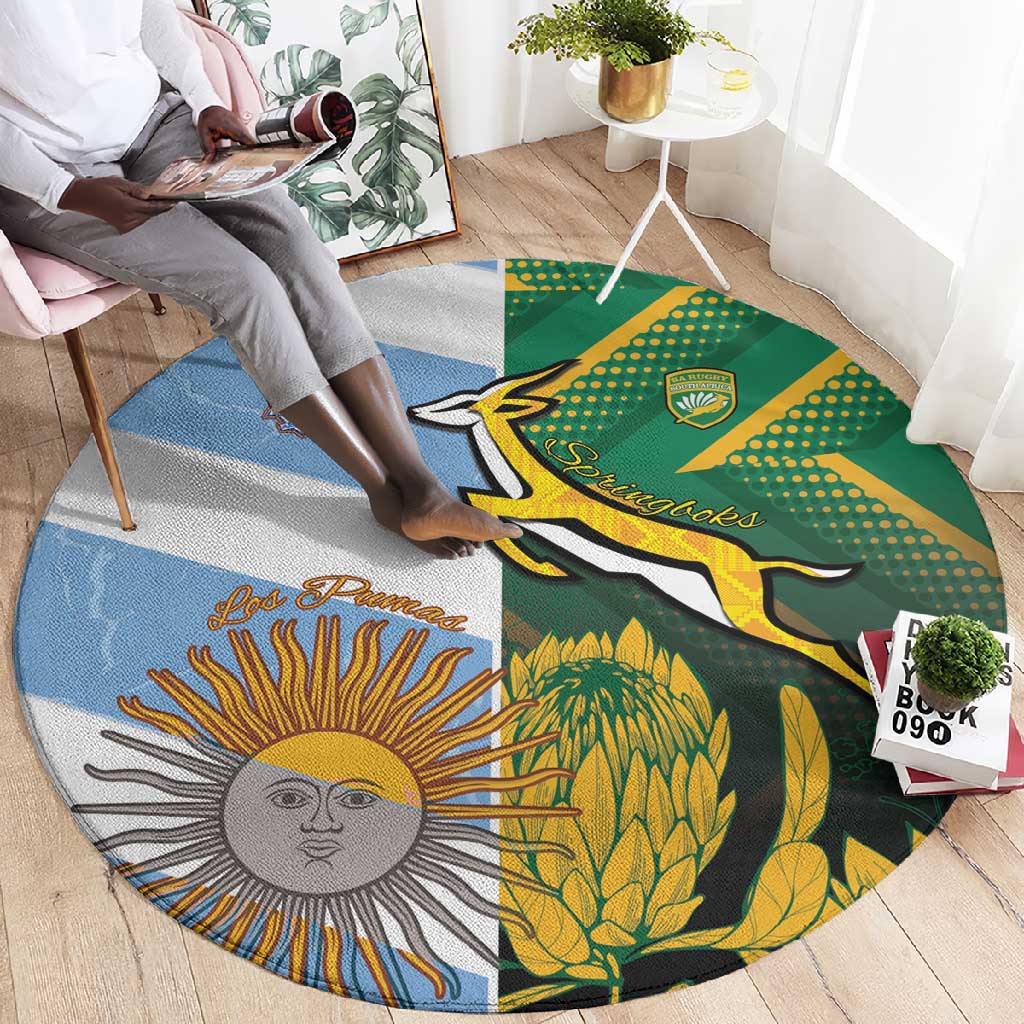 South Africa and Argentina Rugby Round Carpet Sporty Style LT15