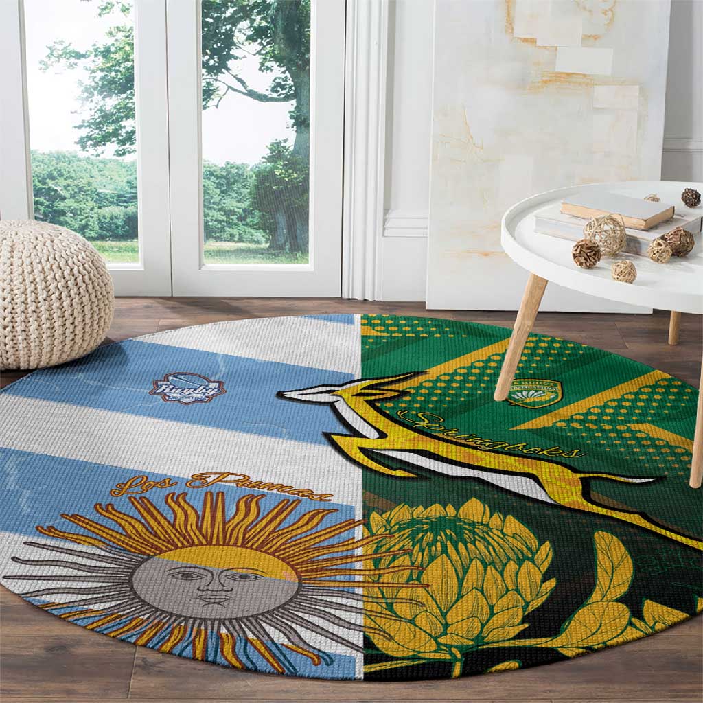 South Africa and Argentina Rugby Round Carpet Sporty Style LT15
