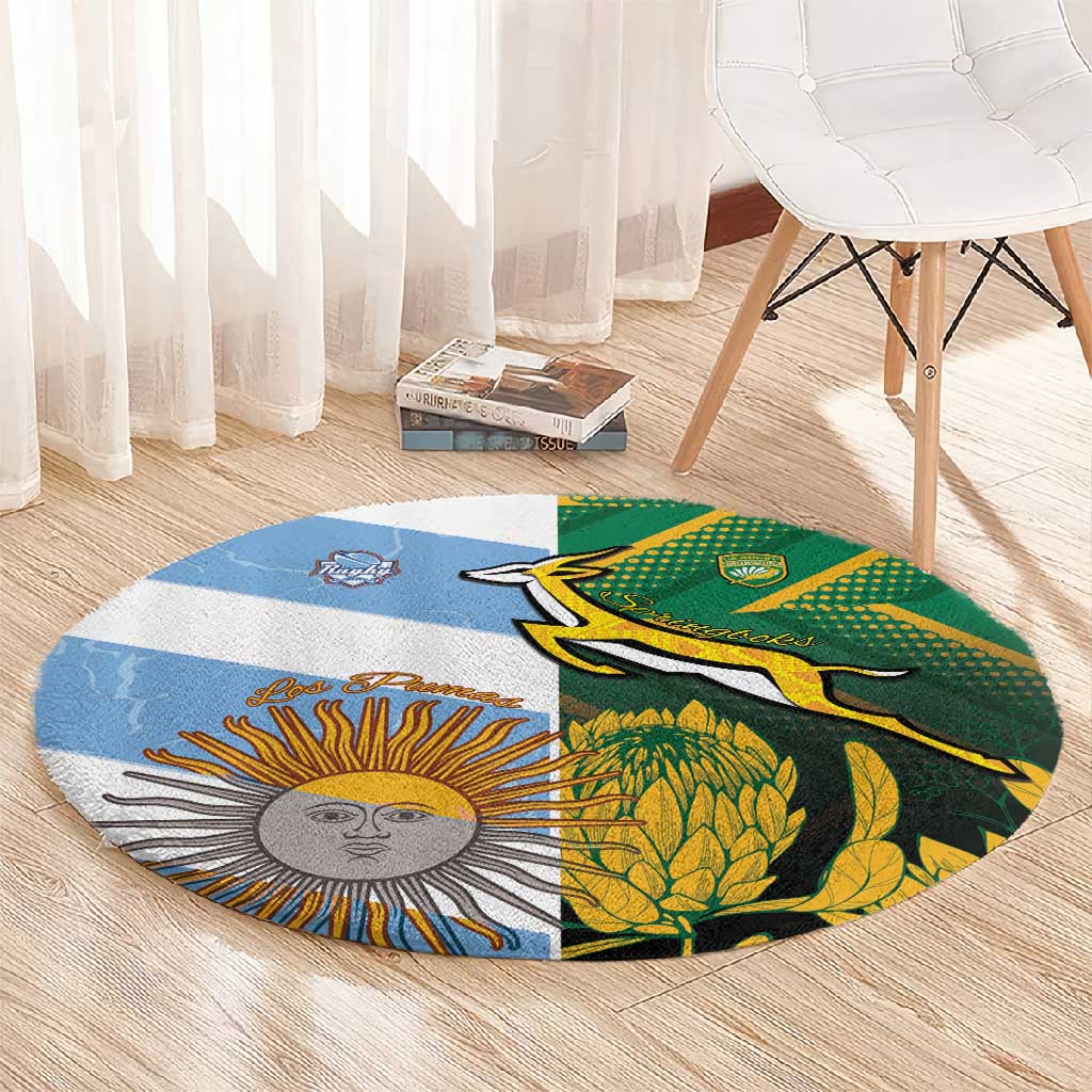 South Africa and Argentina Rugby Round Carpet Sporty Style LT15
