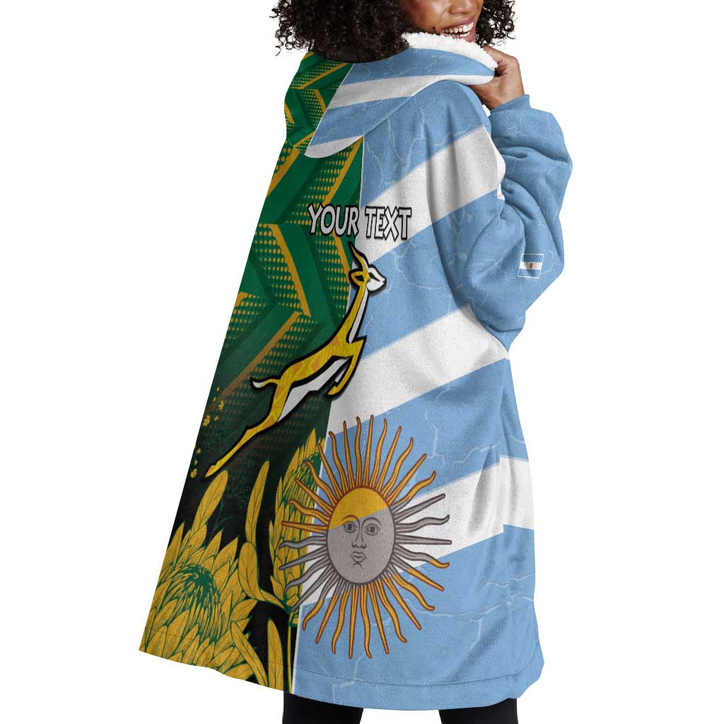 South Africa and Argentina Rugby Personalised Wearable Blanket Hoodie Sporty Style LT15