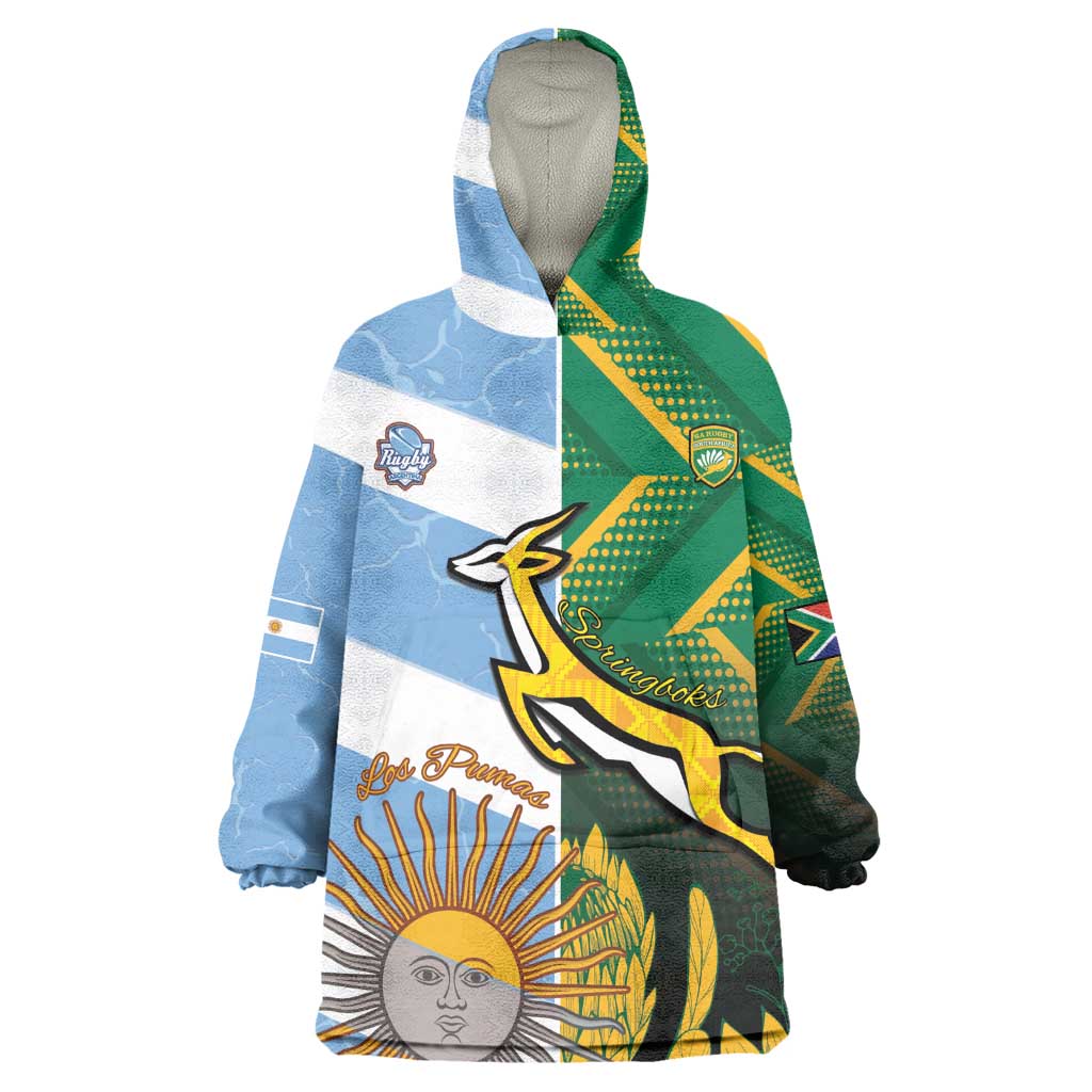 South Africa and Argentina Rugby Personalised Wearable Blanket Hoodie Sporty Style LT15