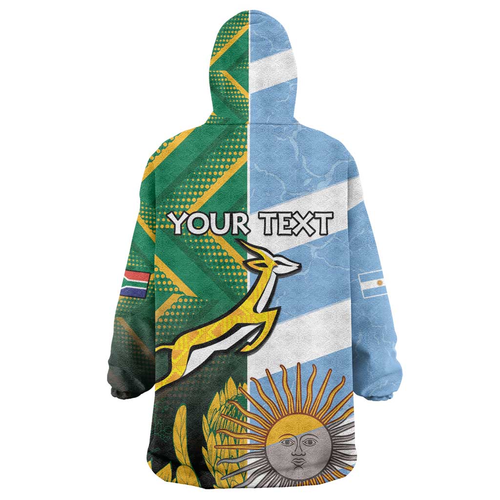 South Africa and Argentina Rugby Personalised Wearable Blanket Hoodie Sporty Style LT15