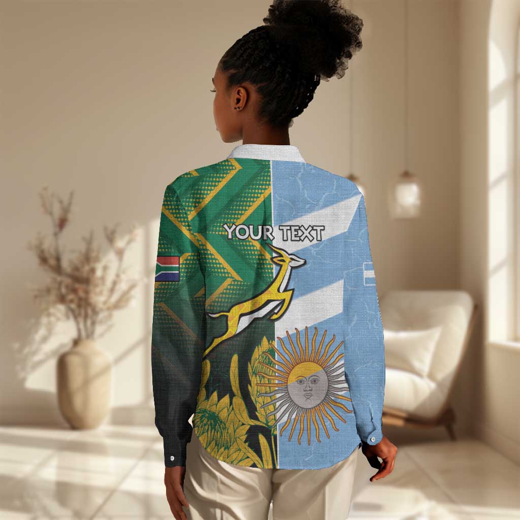 South Africa and Argentina Rugby Personalised Women Casual Shirt Sporty Style LT15