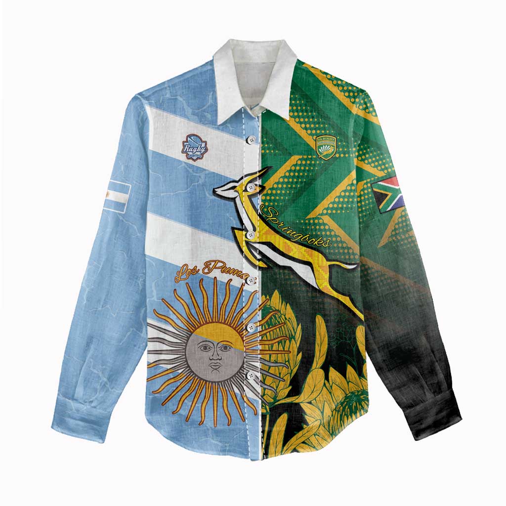 South Africa and Argentina Rugby Personalised Women Casual Shirt Sporty Style LT15
