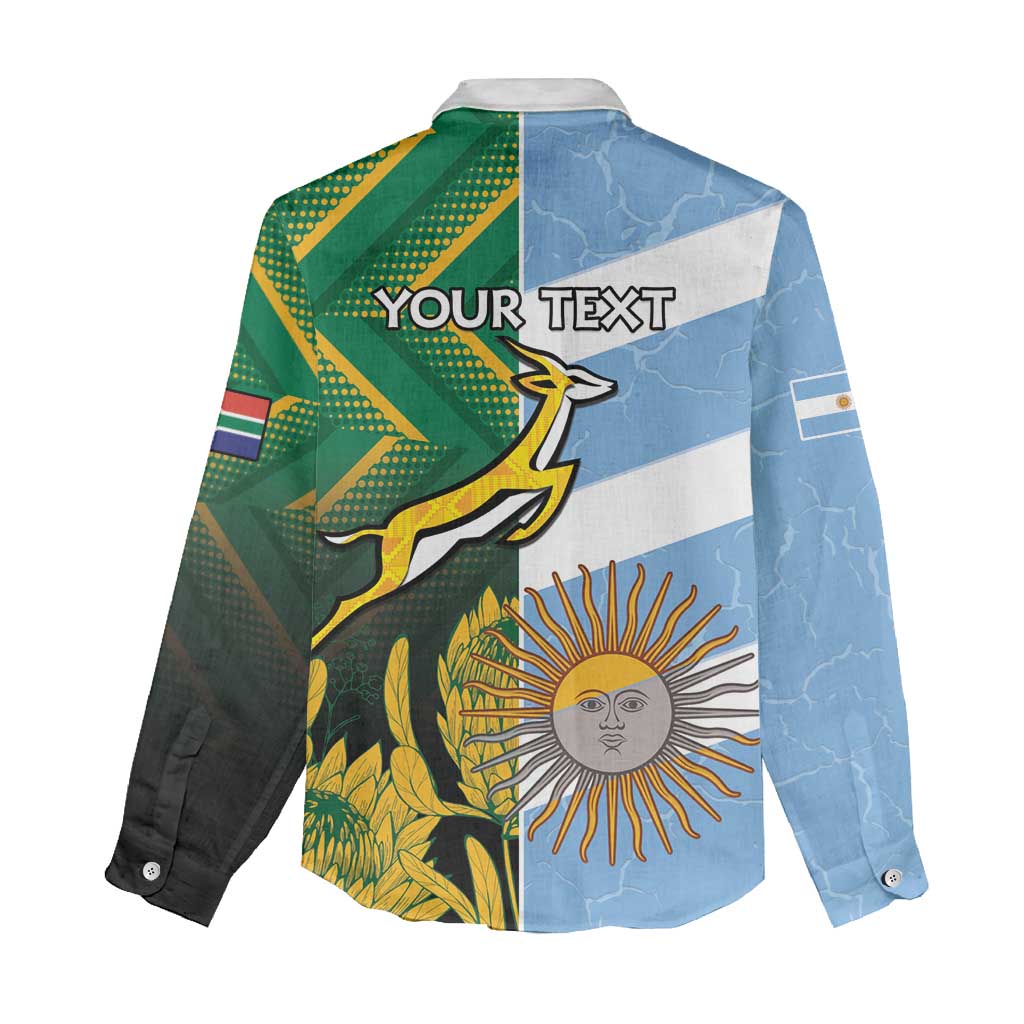 South Africa and Argentina Rugby Personalised Women Casual Shirt Sporty Style LT15