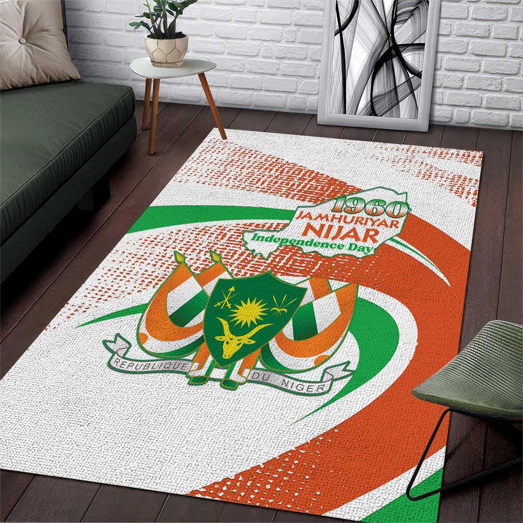 Happy Jamhuriyar Nijar Independence Day Area Rug Coat Of Arm With Niger Map LT15