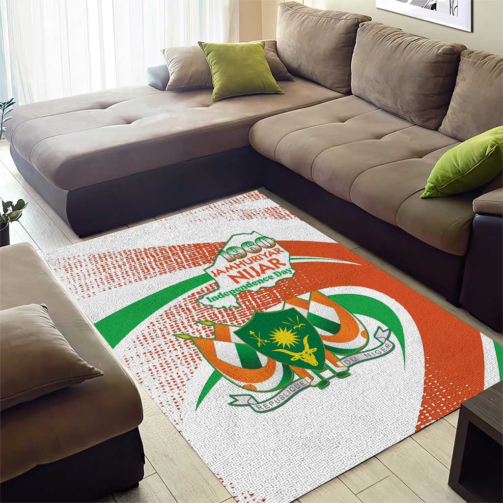 Happy Jamhuriyar Nijar Independence Day Area Rug Coat Of Arm With Niger Map LT15