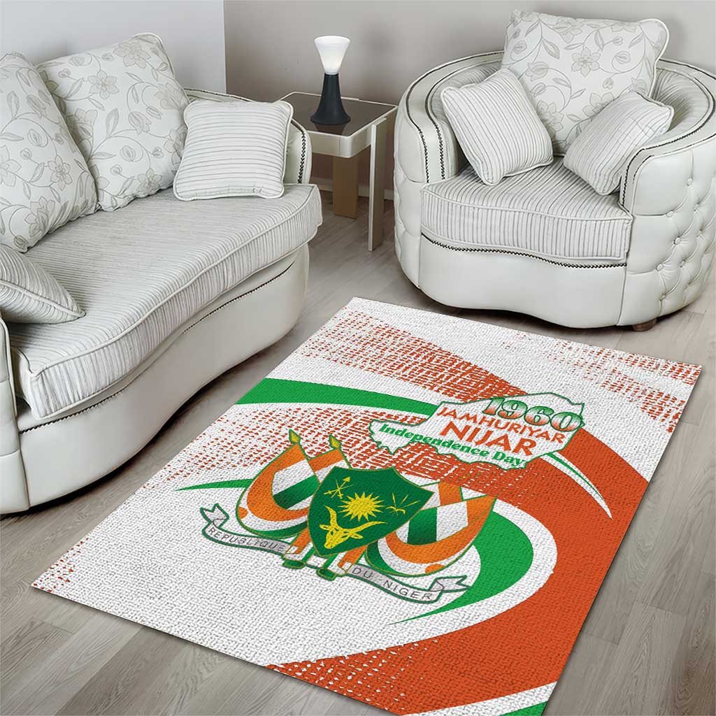 Happy Jamhuriyar Nijar Independence Day Area Rug Coat Of Arm With Niger Map LT15