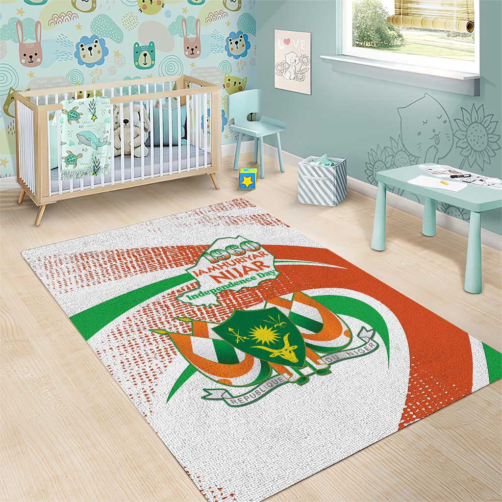 Happy Jamhuriyar Nijar Independence Day Area Rug Coat Of Arm With Niger Map LT15