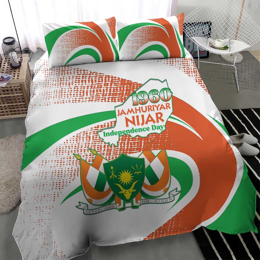 Happy Jamhuriyar Nijar Independence Day Bedding Set Coat Of Arm With Niger Map LT15