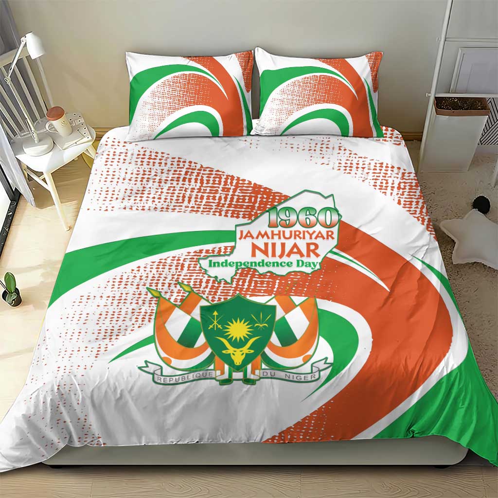 Happy Jamhuriyar Nijar Independence Day Bedding Set Coat Of Arm With Niger Map LT15
