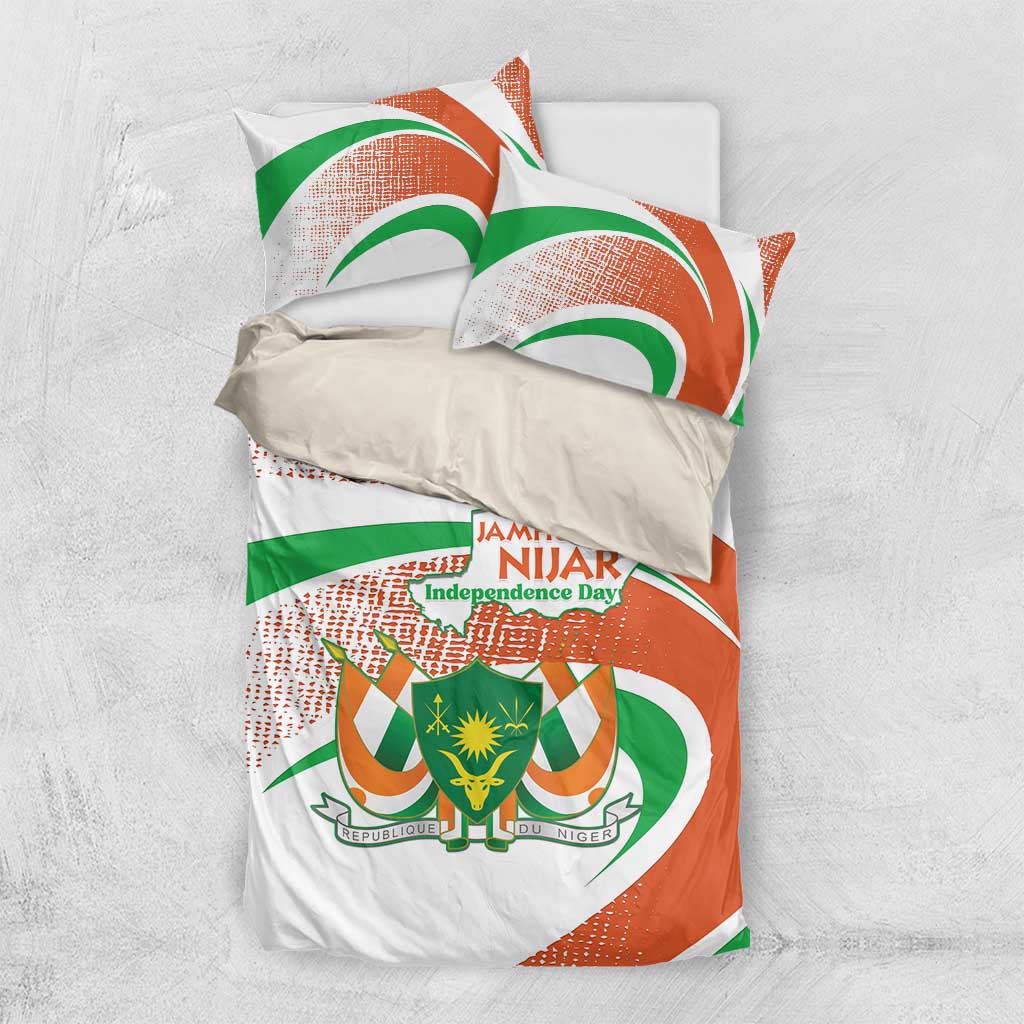 Happy Jamhuriyar Nijar Independence Day Bedding Set Coat Of Arm With Niger Map LT15