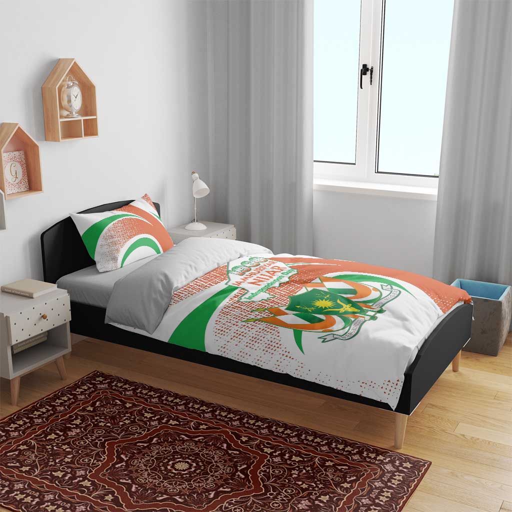 Happy Jamhuriyar Nijar Independence Day Bedding Set Coat Of Arm With Niger Map LT15