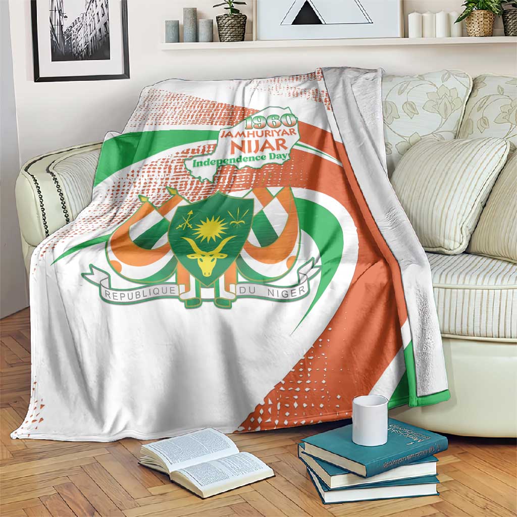 Happy Jamhuriyar Nijar Independence Day Blanket Coat Of Arm With Niger Map LT15