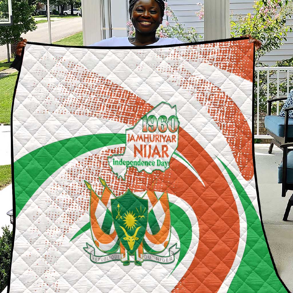 Happy Jamhuriyar Nijar Independence Day Quilt Coat Of Arm With Niger Map LT15