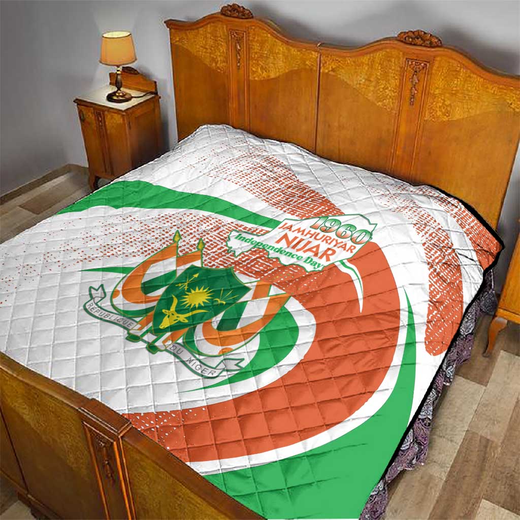 Happy Jamhuriyar Nijar Independence Day Quilt Coat Of Arm With Niger Map LT15