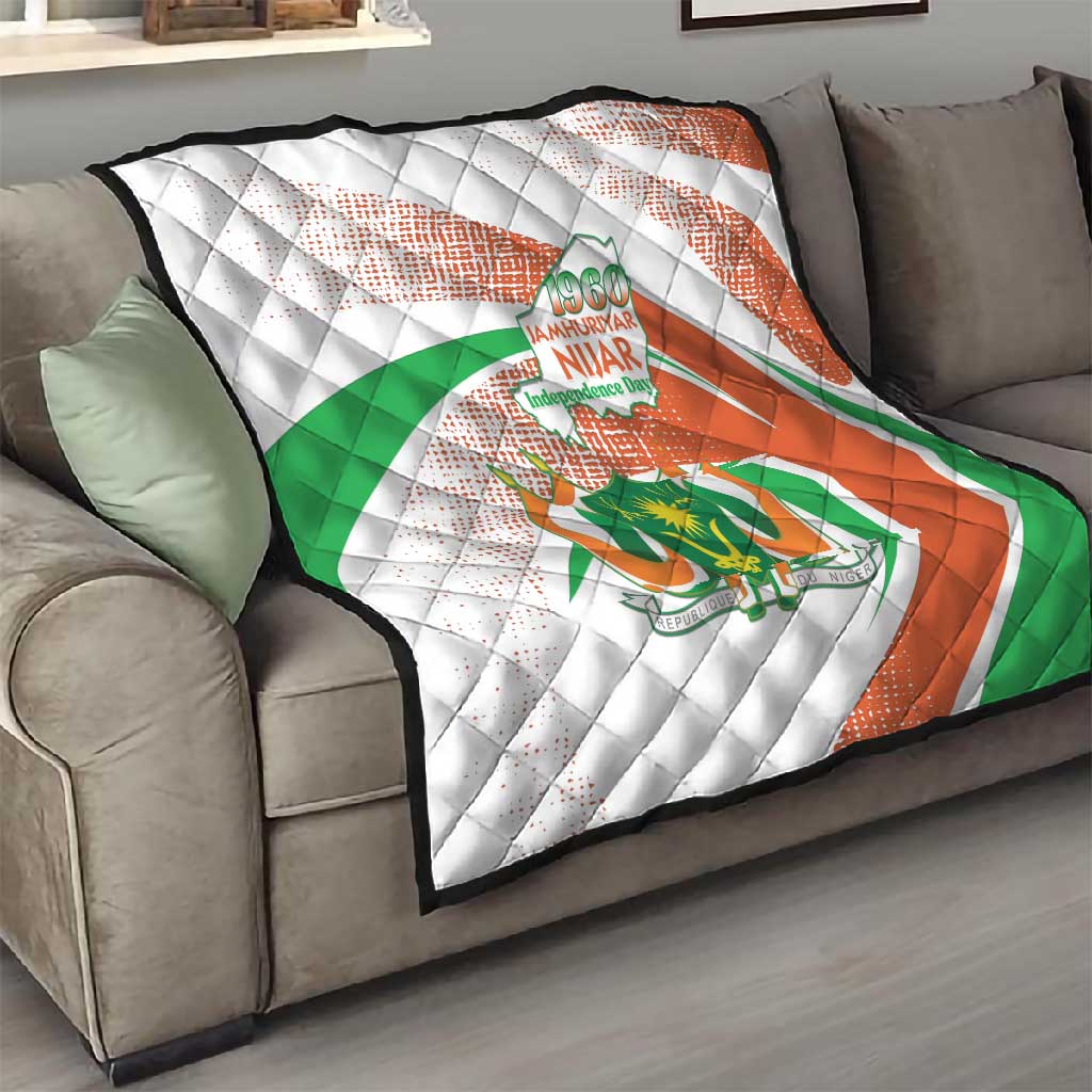 Happy Jamhuriyar Nijar Independence Day Quilt Coat Of Arm With Niger Map LT15